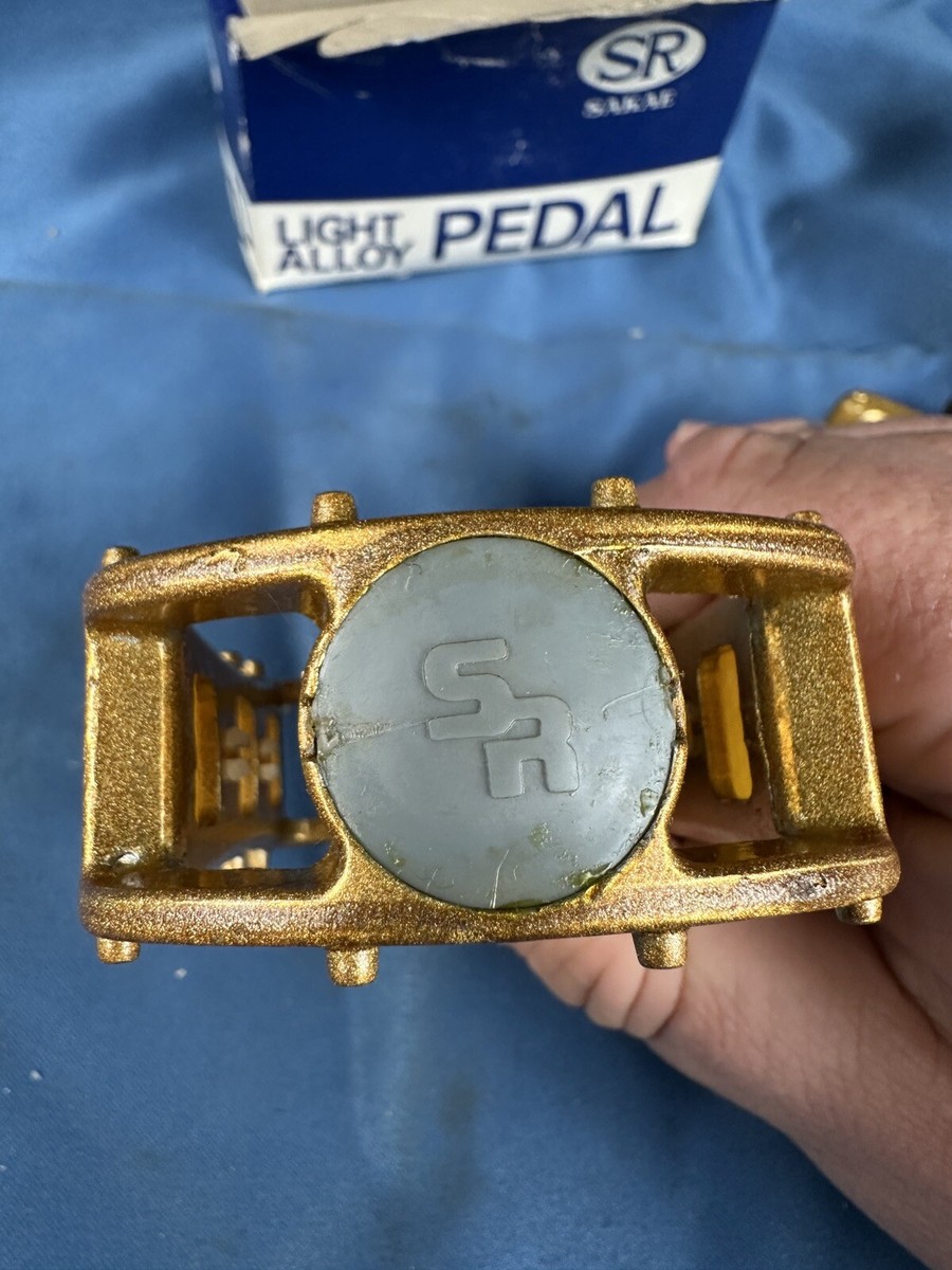 NOS SR Sakae SP-458 Pedals Original 1980 BMX Gold Japan