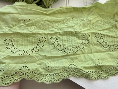 2 Yards Lime Green Embroidered Eyelet Cotton Trim/Sewing/Craft/Blouses/7'' Wide