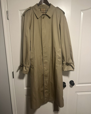 Burberrys Men s Beige Long Trench Coat, Belted Check Lining, 52L