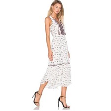 Ulla Johnson Leena Silk Embroidered Midi Dress Womens Size 0