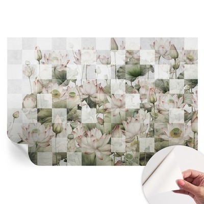 Peel and Stick Wallpaper No Glue Needed Lotus Flowers And Geometric Patterns