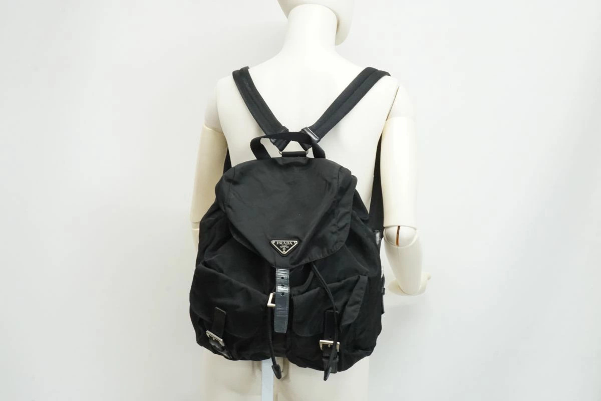 Prada Backpack Bag Rucksack Triangular Logo Plate… - image 2