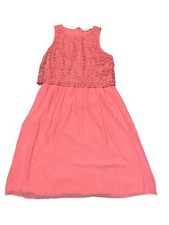 LOFT Women Size 6 Peach Top Lace Crew Neck Sleeveless A Line Dress