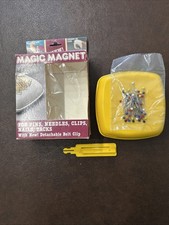 NEW VTG Yellow Magic Magnet Pincushion Sewing Needle Pin Tacks Holder Organizer