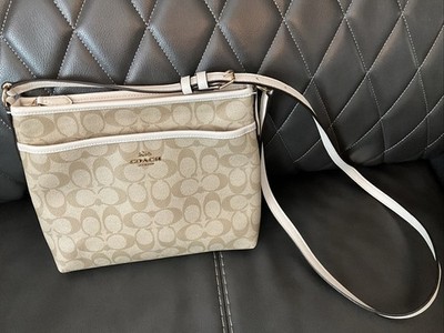 Coach No E1847-F29210 Authentic Coach Signature PVC Leather Beige/White Gold