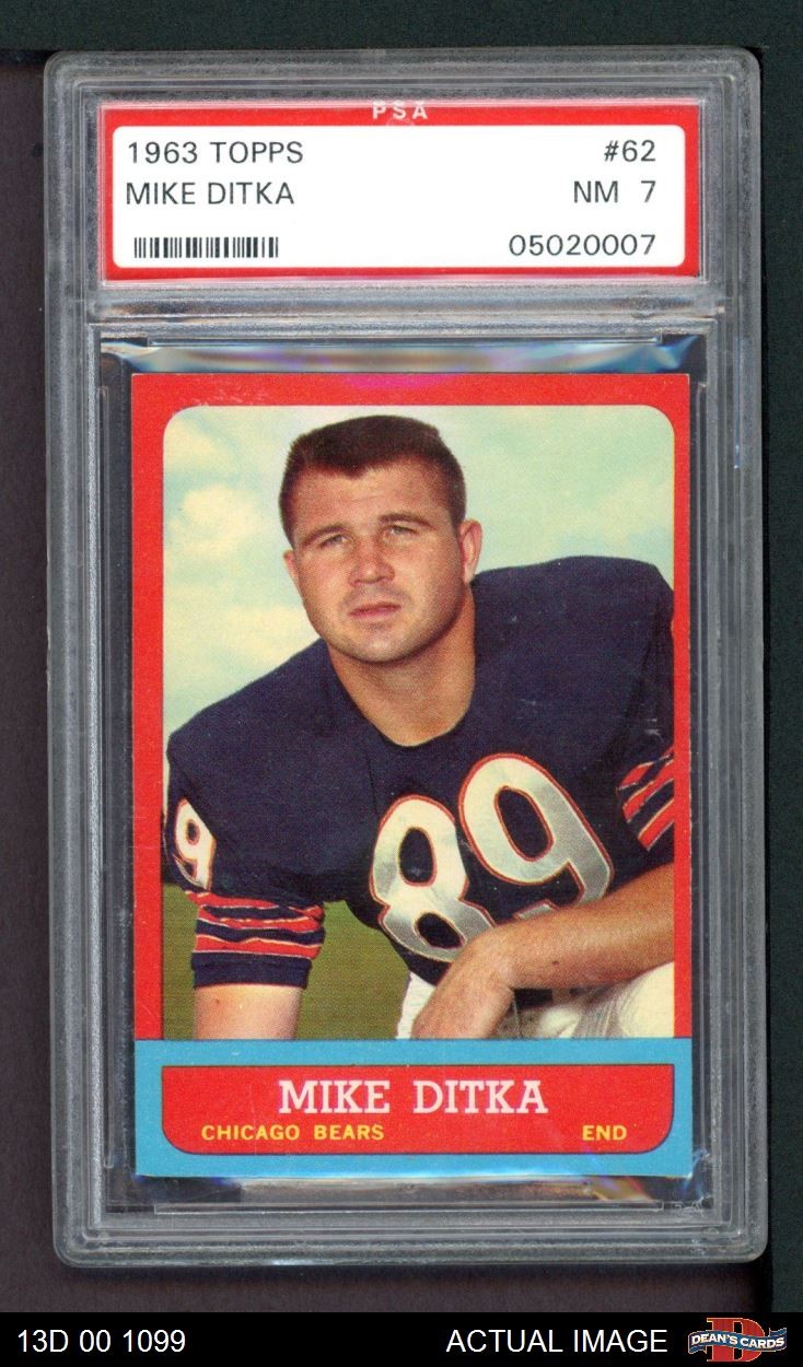 1963 Topps #62 Mike Ditka Bears HOF Pittsburgh PSA 7 - NM