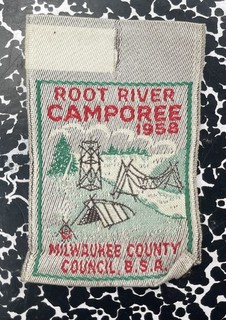 1958 Milwaukee County Council Root River Camporee Woven Patch BSA 1950’s