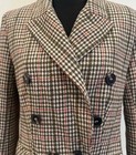Women Brown and Pink Plaid Double Breast Blazer Jacket Size 0 — photo 3