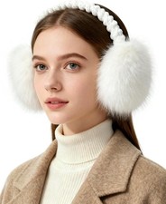 Winter Ear Muffs for Women Foldable Faux Fur Ear Warmers Fluffy Cold Outdoor Sof