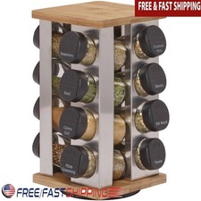 Revolving Spice Rack 16 Jars Removable Sifter Labels Kitchen Organizer New