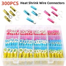 50-300pcs 22-10AWG Heat Shrink Wire Connectors Crimp Ring Terminals Waterproof