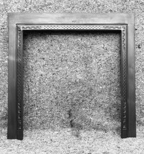 RESTORED CAST METAL SURROUND FIREPLACE INSERT SQUARE FRAME EDGE