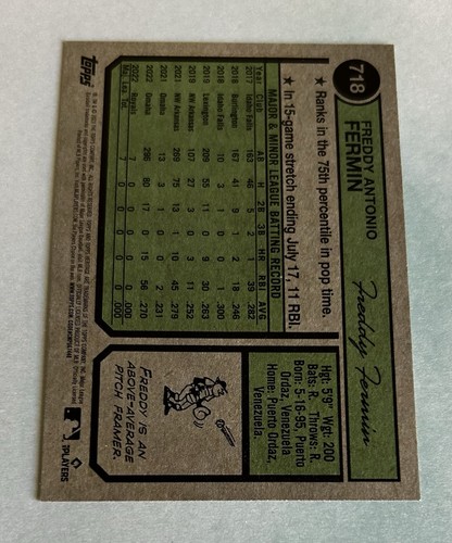 Freddy Fermin 2023 Topps Heritage High Number #718 SP Short Print RC Kansas City - Bild 3 von 3