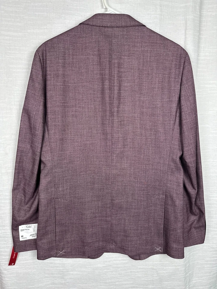 Abrigo deportivo CALVIN KLEIN para hombre talla 38R frambuesa liso calce ajustado suave nuevo con etiquetas Foto 3 de 4