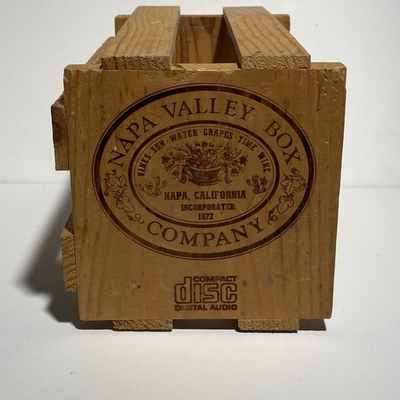 #ad Vintage Napa Valley Wood Box 20 CD DVD Video Game Display Storage Crate Wooden $16.19