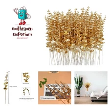 20 Pcs Gold Eucalyptus Stems Artificial Flowers Leaves Bulk Artificial Eucaly...