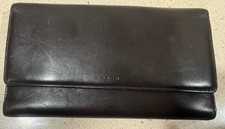 Vintage COACH Brown Spanish Leather Credit Card Bifold Zipper Snap Wallet 8 x 4