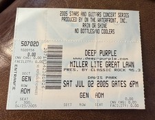 DEEP PURPLE/MOUNTAIN RARE CONCERT TICKET STUB ROCKFORD, IL 07/02/2005