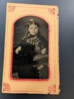 1875 TINTYPE-Young Victorian Girl in bold scarf in Paper Sleeve — photo 2