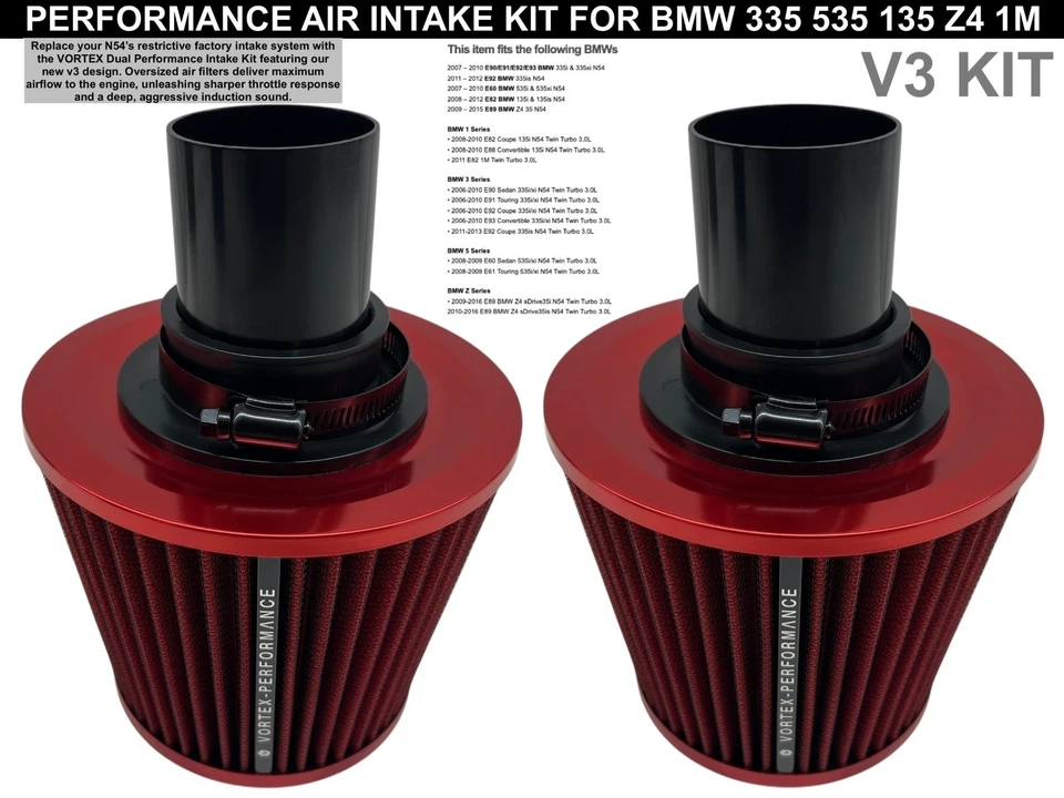 for BMW 535i & 535xi N54 2007 – 2010 E60 air intake RED V3 - Image 4 of 4