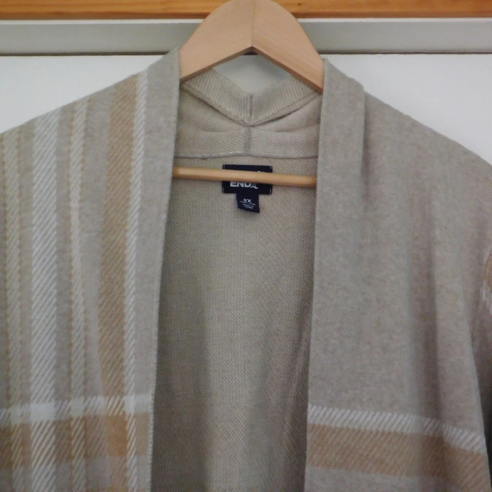 Land's End Womens plaid relaxed long open cardigan academia sz 2X - Image 2 of 4