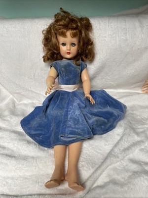 Rate Vintage Miss Reckon Doll By Ideal 22  Tall Blue Cel Wt Dress Brunette  READ