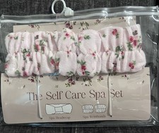 Floral Spa Headwrap  Wristbands Set, Pink Bath Accessories for Women