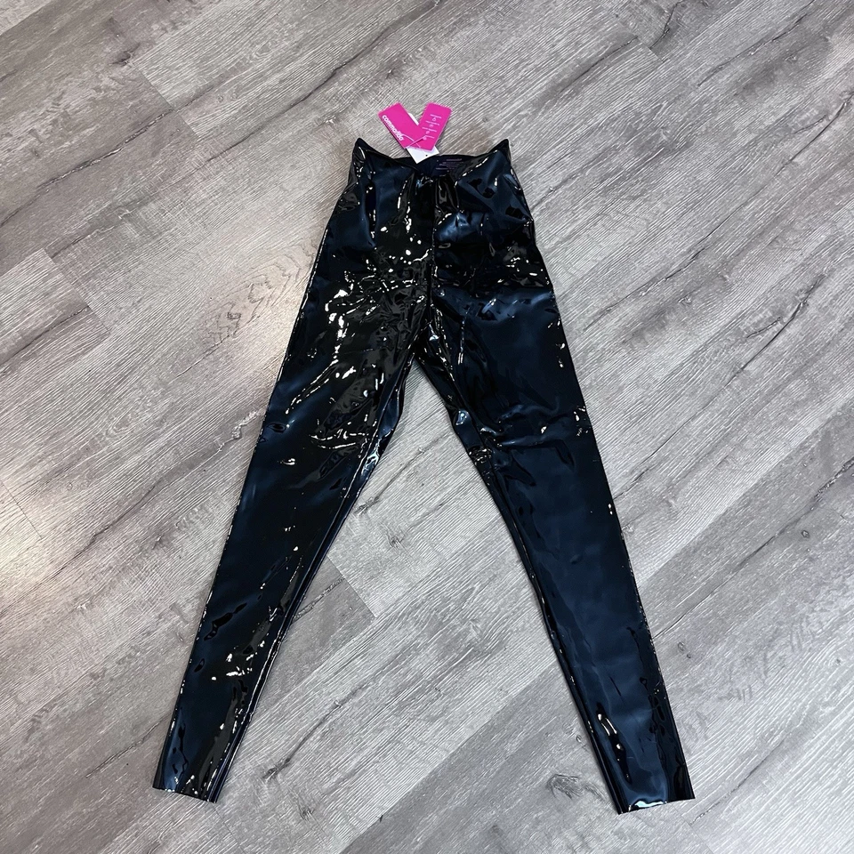 with tags COMMANDO Control Legwear womens size S black Faux Patent Leath G1N - Image 2 of 4