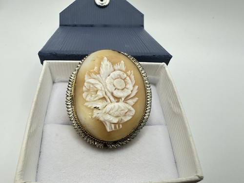 VTG Antique? Floral Cameo Gold Brooch Pendant RARE Estate Sale HTF Wire Frame - Bild 3 von 14