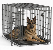 Extra Large Dog Crate Dog Kennel Cage with Double Door,48 Inch Folding Metal Wir