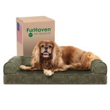 Furhaven Cooling Gel Dog Bed Medium Small Dogs Bolsters Washable Cover Faux Fur