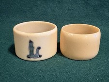 Vintage Two Unmatched Napkin Rings Ivorine / Celluloid, One with Silver Monogram