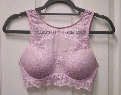 Victoria's Secret PINK Underwired Push Up Lace Misty Lilac Small  NWOT