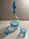 Blenko Turquoise 600 D Decanter With Pair Of 600 CT Glasses