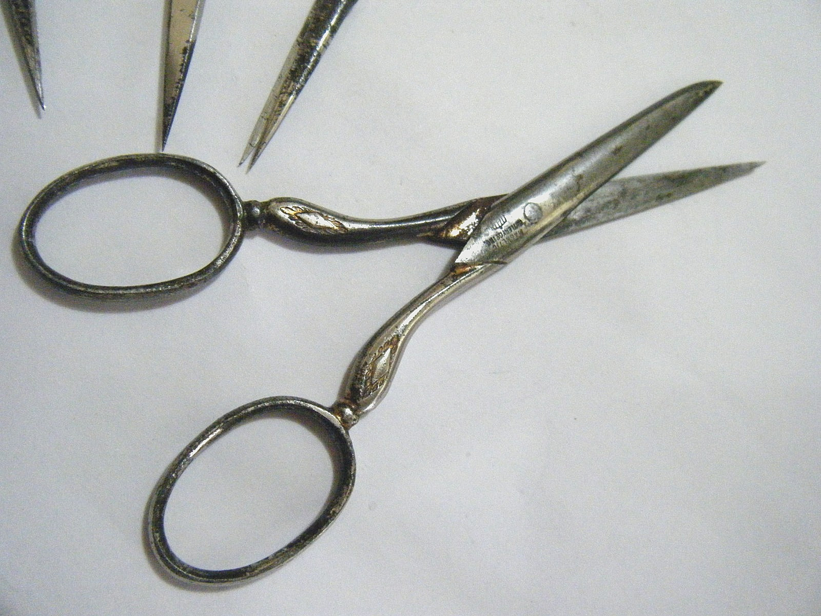 Victorian Leather Case & 4 Embroidery Needlepoint Scissors J.A Henckels Germany