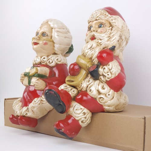 Vintage Mr and Mrs Santa Claus Mold Ceramic Shelf Sitting Figures Large 1985 - Picture 3 of 20