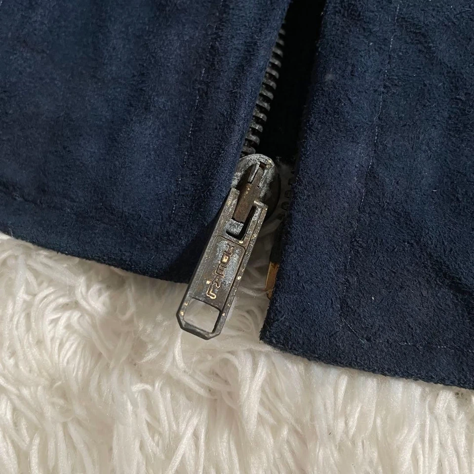 Schott Blue Leather & Suede Stadium Jacket Excellent Condition with Tag size 42 - Image 4 of 4