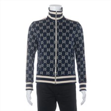Gucci GG jacquard Cotton track jacket L Men's navy x ivory 496919 Lint on fabri