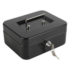 xydled Cash Box with Key Lock, Metal Money Box, Safe Storage Medium, Black