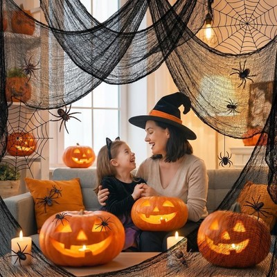 5Pcs Halloween Creepy Cloth Black 30×72inch - Halloween Decorations Clearance