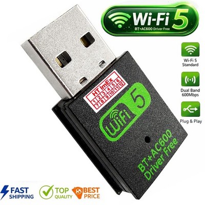 AC600 USB WiFi 5 + Bluetooth Adapter 2in1 Dual Band WLAN kompatibel mit Clevo PC