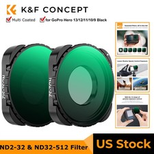 K F CONCEPT 2Pcs ND2-32 ND32-512 Filter Set for GoPro Hero 13/12/11/10/9 Black