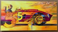 Original Artwork 1956 Ferrari Driver Jim Kimberly in the Ferrari 375 MM x 2