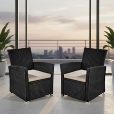 Poltrona in rattan 2xpoltrona da giardino sedia rattan mobili da giardino balcone seduta nera