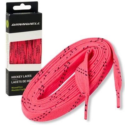 Waxed Hockey Skate Laces for Ice & Roller Blades  Neon Pink/Navy 108''