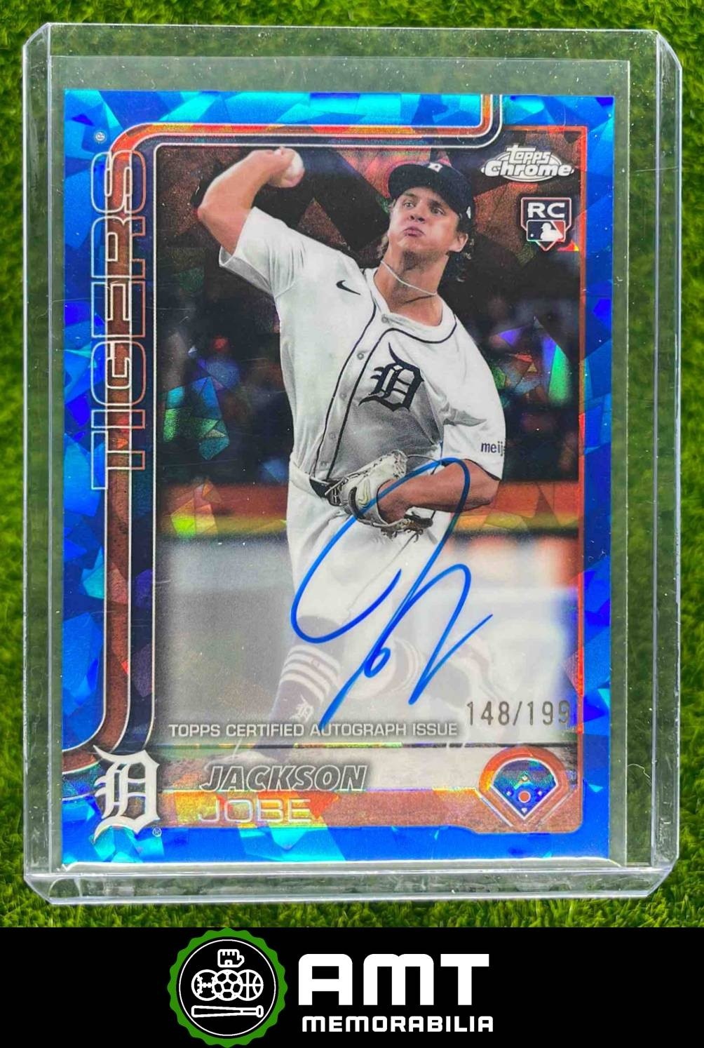 Jackson Jobe 148/199 Rookie Auto 2025 Topps Chrome Sapphire RC Tigers #RA-JJO