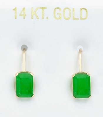 ECHTE 1,88 kt SMARAGD BAUMELNDE OHRRINGE 14 K GELBGOLD - kostenlose Bewertung Neu mit Etikett