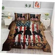 Western Comforter Bedding Set for Kids, Teens, Adults - Twin 68x86inches Cowboy