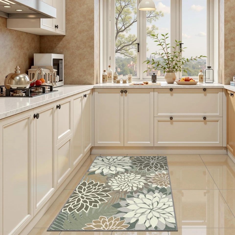 Alfombra de Área 2x3 Marrón Blanco Lavable Alfombra de Entrada Halloween Otoño Alfombra Exterior Tropical... Foto 4 de 4