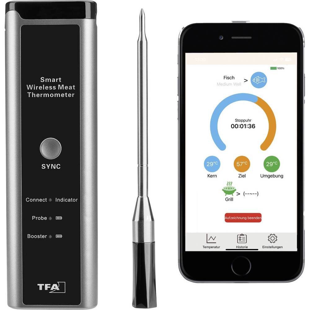 Thermomètre à viande à sonde TFA Dostmann pour cuisson parfaite du rôti